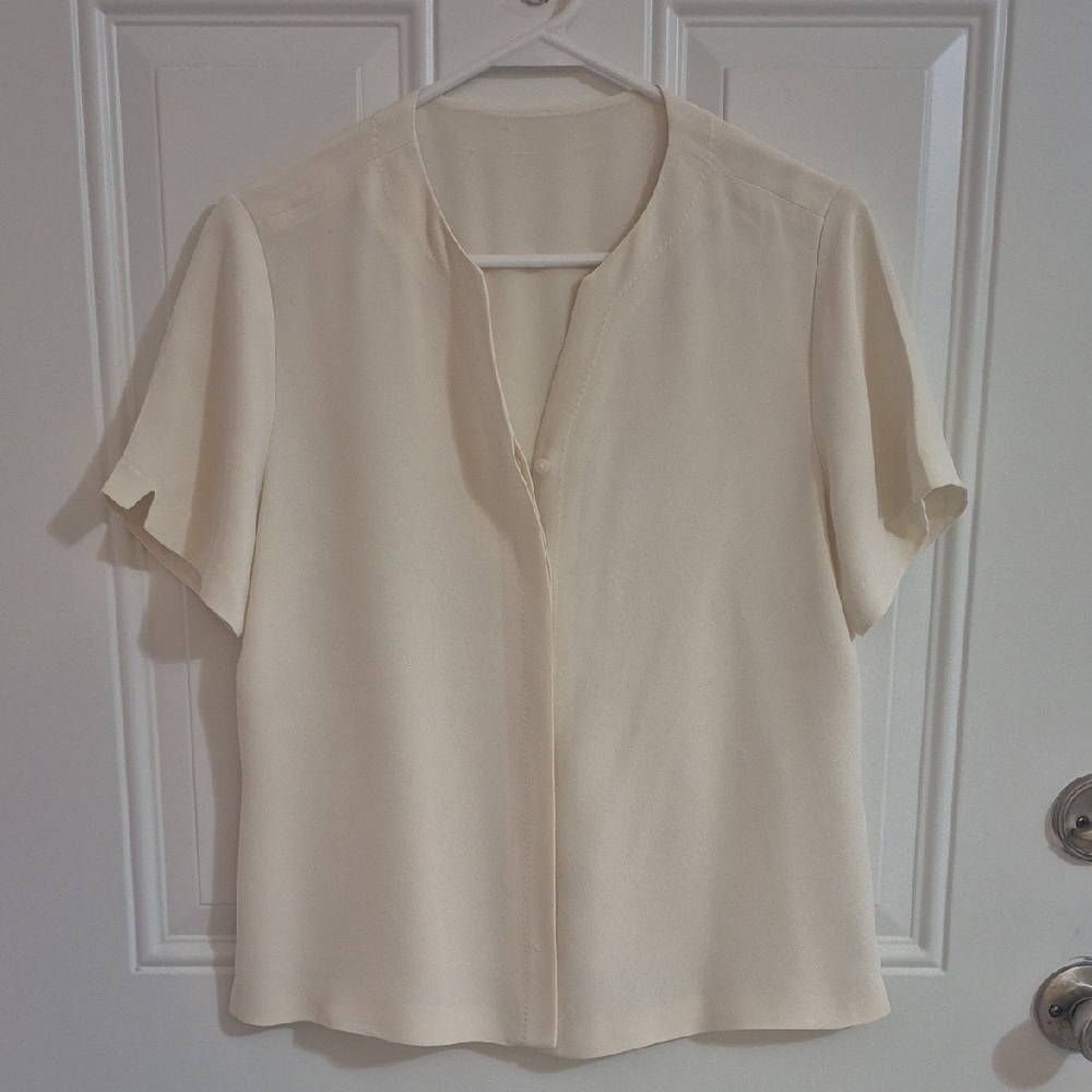 Cream Flowy Silk Top